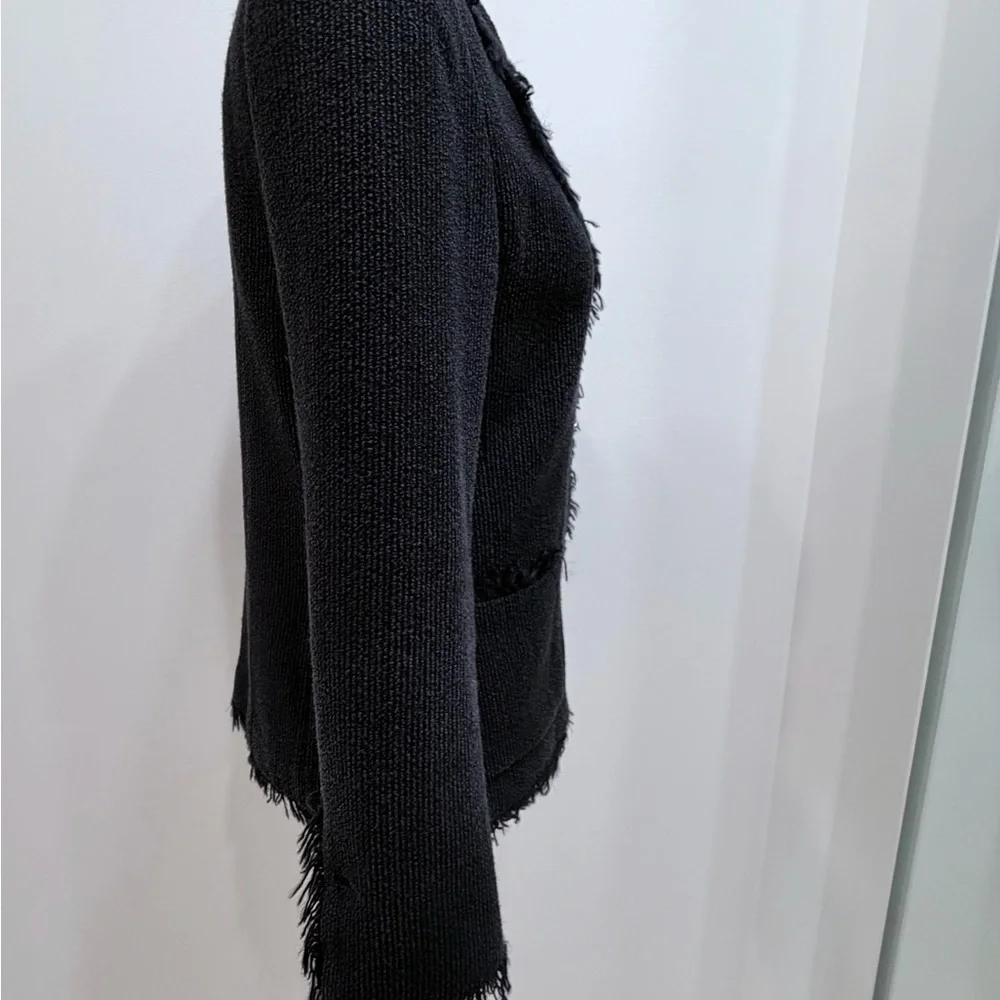 Rare Vintage CHANEL Fringe Trim Knit Jacket Karl Lagerfeld Era - Sz FR 38 -